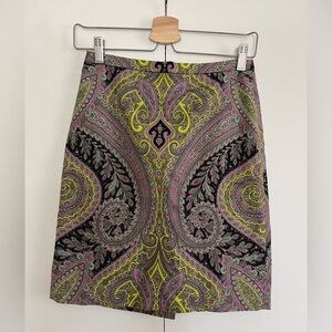 J. Crew Green and Purple Mini Pencil Skirt